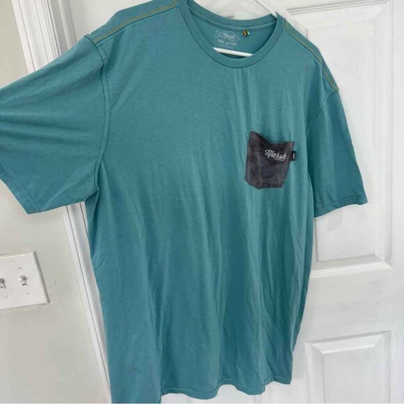 Marsh Wear Men’s Teal Tee with Camo Pocket - Picture 3 of 4